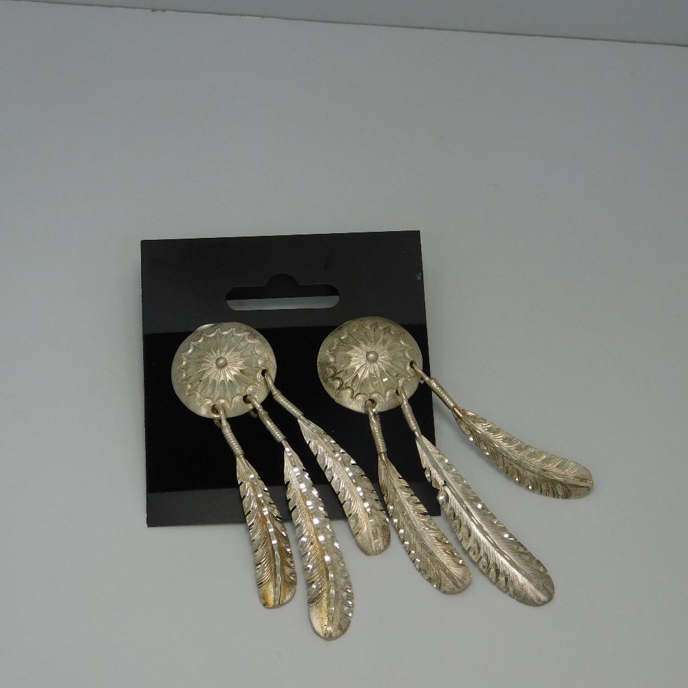 Sterling Earrings Southwestern Style Signed (M) pierced